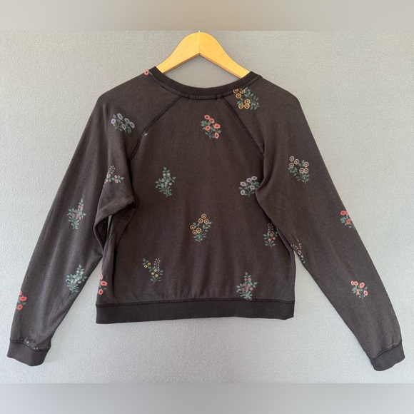 Marine Layer Floral Crewneck Sweatshirt Women’s Small Black Tencel Modal Soft - Picture 4 of 9
